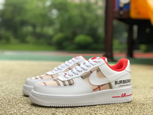 af1 weiß und rot Burberry Joint Low Nike Air Force 1 Low 07 AF1 Freizeitsneaker Burberry BL0068-288