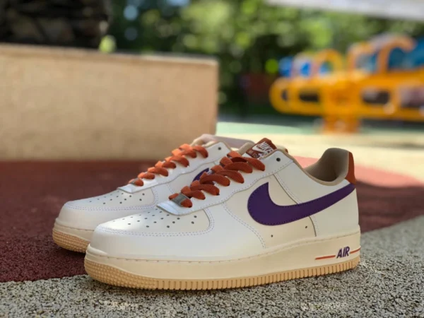 AF1 Off-White-Lila-Orange-Low-Top-Sneaker von Nike Air Force 1'07 AF1 Air Force One für Herren CW3388-205