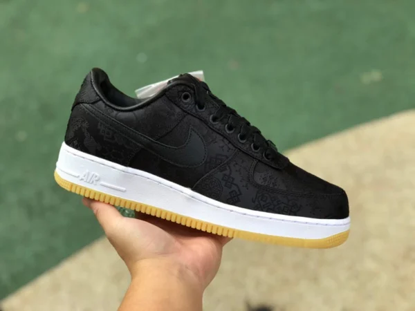 AF1 schwarze Seide reines Original NIKE x CLOT Air Force 1 AF1 Fujiwara Hiroshi blitzschwarze Seide Air Force CZ3986-001