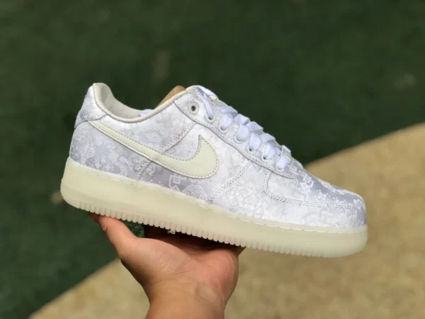 AF1 weiße, reine Original-Seiden-Sneaker von Clot X Nike Air Force World aus Seide, AO9286-100