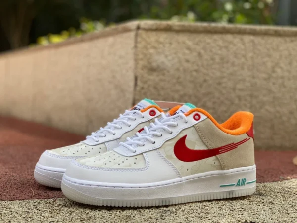 Air Force Weiß Orange Jahr des Kaninchens Nike Air Force 1 Nike AF1 Air Force Ein Jahr des Kaninchens Weiß Orange Herren Freizeitschuhe FD4205-1