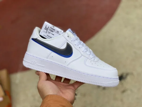 AF1 reinweißer Doppelhaken schwarz blau niedrig Nike Air Force 1 Low lmpact Next Nature rutschfeste, stoßdämpfende, verschleißfeste Low-Cut-Sneaker GS weiß FD0688-10