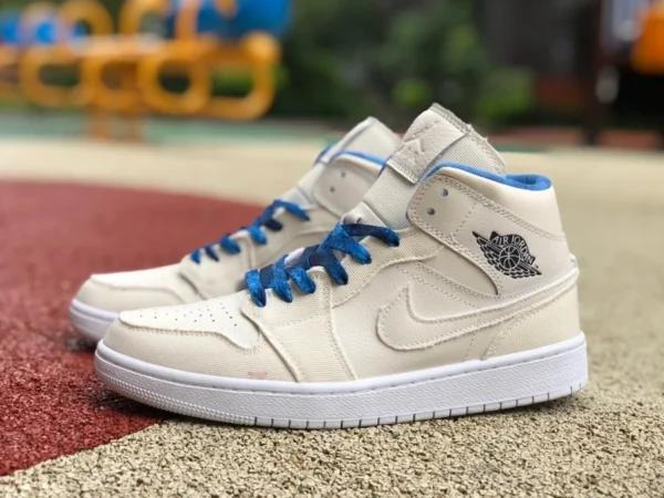 aj1mid cremefarben blau Air Jordan 1 Mid SE AJ1 cremefarbene Retro-Basketballschuhe DM9126-104