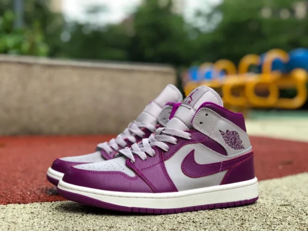 aj1mid grau lila Air Jordan 1 Mid Magenta AJ1 grau lila verschleißfeste Basketballschuhe BQ6472-501