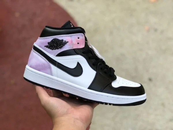 aj1mid Tie-Dye Air Jordan 1 Mid AJ1 schwarz-weißer Tie-Dye Mid-Top-Freizeit-Basketballschuh für Herren DM6216-001