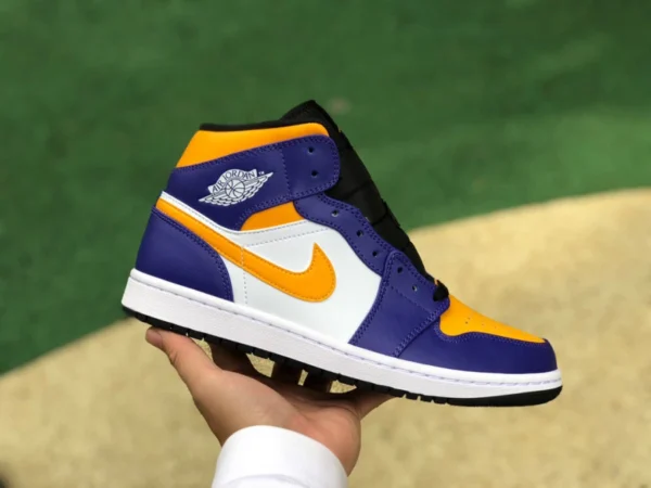 aj1mid Lakers Purple Gold Pure Original Air Jordan 1 AJ1 Mid Lakers Weiß Lila Gelb Lakers Retro-Trend Mid-Top-Sneaker DQ8426-517