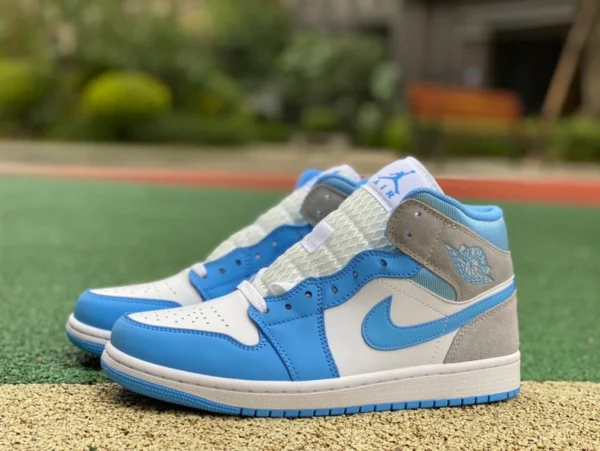 aj1mid weiß blau grau rein original Air Jordan 1 Mid „University Blue“ dx9276-100