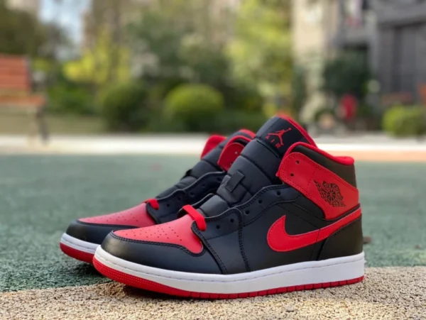 aj1mid schwarz und rot rein original Air Jordan 1 Mid AJ1 schwarz und rot Retro-High-Top-Basketballschuhe DQ8426-060