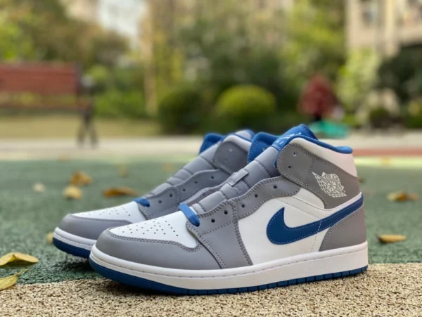 aj1mid grau weiß blau reine Original Air Jordan 1 Mid AJ1 grau weiß blau trendige Retro-Basketballschuhe DQ8426-014