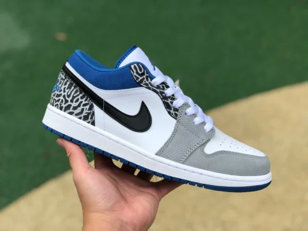 aj1 grau weiß blau Burst-Muster reines Original Air Jordan 1 Low AJ1 Burst-Muster blau Retro-Basketballschuhe DM1199-140