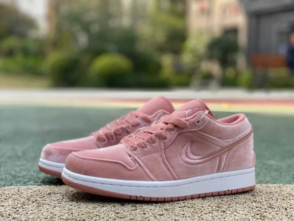 aj1 Pink Velvet Low Pure Original Air Jordan 1 Low „Pink Velvet“ stoßdämpfende Low-Cut Retro-Basketballschuhe für Damen Pink DQ8396-600