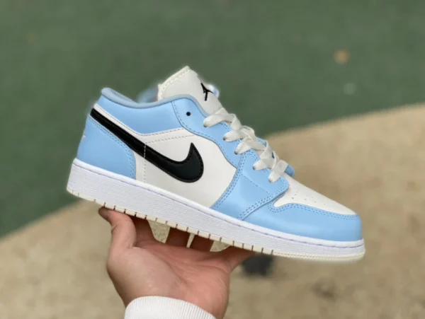 aj1 weiß blau eisblau niedrig reine Original Air Jordan 1 Low GS Eisblau weiß und blau Low-Top-Basketballschuhe 554723-401