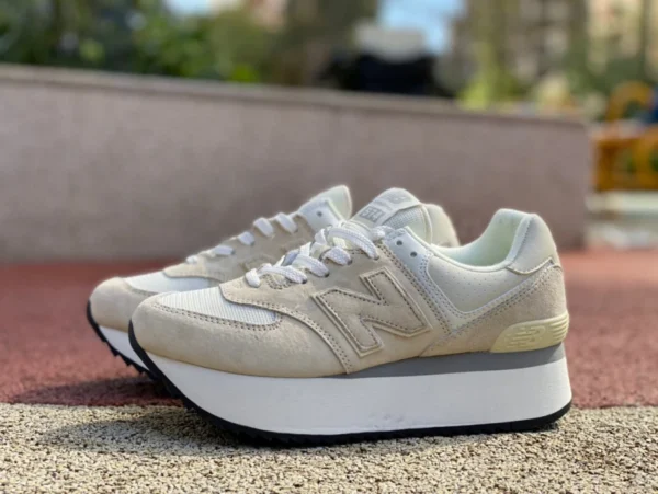 NB574 Beigefarbene NEW BALANCE Damen-Retro-Schuhe mit dicker Sohle und erhöhter Lässigkeit für den Vater WL575zaa