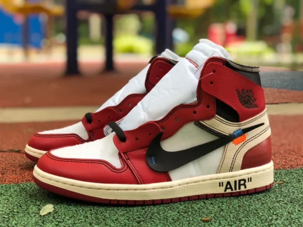 aj1ow Chicago kostengünstig Air Jordan 1 x OFF-WHITE AJ1 OW kombiniert weiß und rot kombiniert Chicago AA3834-101