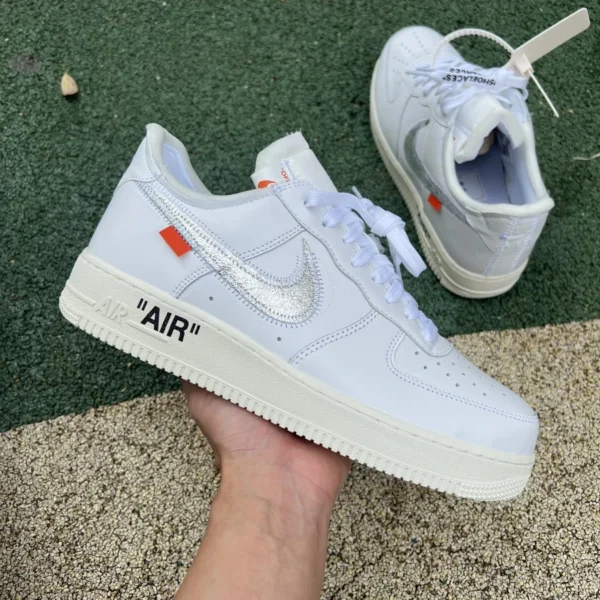 AF1ow reines Silber original OFF-White x Nike Air Force 1 AF1 OW gemeinsames Silber niedrig Air Force One AO4297-100