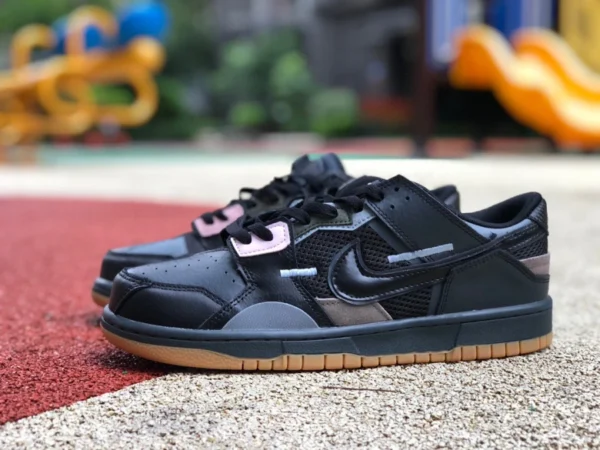 Dunk Schwarz-Grau-Rohgummi Nike Dunk Low Scrap Schwarz-Grau-Rohgummi-Low-Top-Sneaker mit Nähten DB0500-001