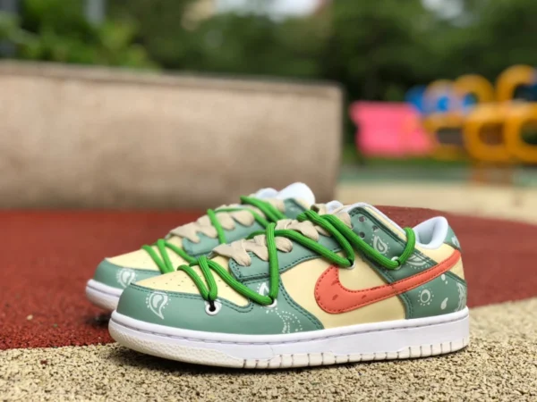 Dunk gelbe und grüne Cashew-Blume Nike Dunk Low Low-Top-Casual-Retro-Sneaker DH9765-100