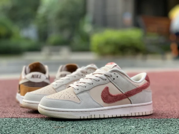 Dunk Rice Powder Plüschhaken hochwertige Nike Dunk Low Terry Swoosh beige niedrige braune Plüschhaken Retro-Sneaker DZ4706-200