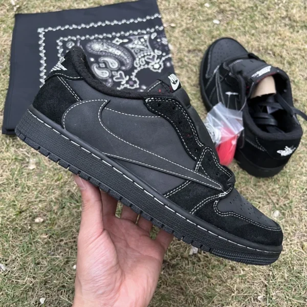 aj1 Barb Low Black Cat T1 Pure Original Verbesserte Version Travis Scott x Air Jordan 1 Low OG „Black Phantom“ Barb 5