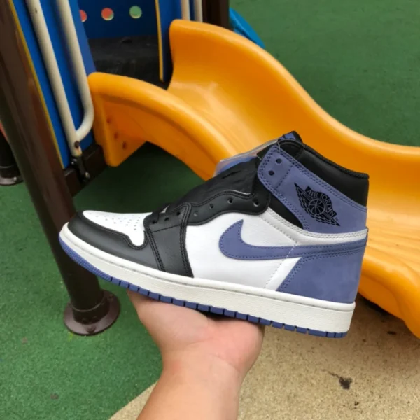 aj1 Blue Crown King Pure Original Air Jordan 1 AJ1 Playful Blue Moon Six Crown King Schwarz Blaue Zehen 555088-115