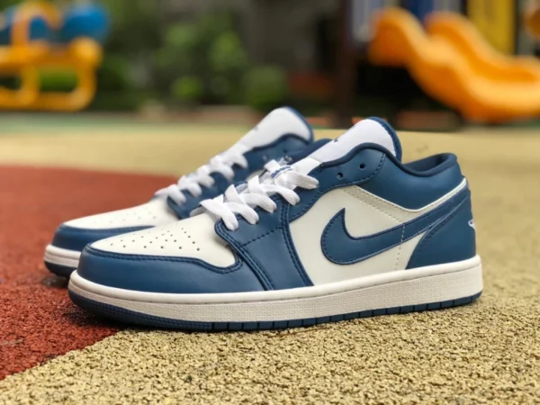 aj1 weiß blau marineblau niedrig Air Jordan 1 AJ1 weiß blau marineblau Low-Top-Freizeit-Sneaker für Herren und Damen DC0774-114