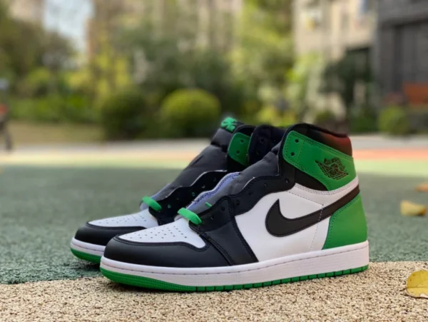 aj Lucky Green High Top S2 Pure Original Air Jordan 1 High OG „Lucky Green“ Schwarz-Weiß-High-Top mit grüner Spitze DZ5485-031