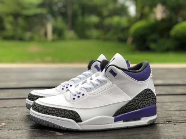 aj3 weiß und lila Burst-Muster Air Jordan 3 Dark Iris weiß und lila Weiß/Schwarz-Dark Iris-Zementgrau CT8532