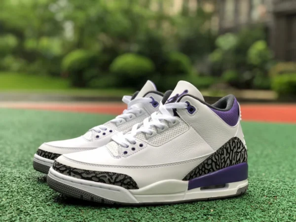 aj3 weiß und lila Burst-Muster reines Original Air Jordan 3 AJ3 Dark Iris weiß und lila Burst-Muster CT8532-105