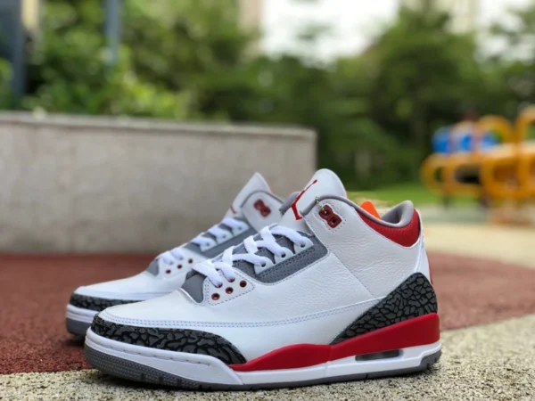 aj3 Rukawa Maple Air Jordan 3 „Fire Red“ weiß-rotes Burst-Muster DN3707-160