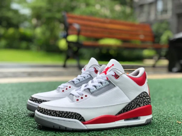 aj3 Rukawa Maple Original Air Jordan 3 „Fire Red“ weiß-rotes Burst-Muster DN3707-160