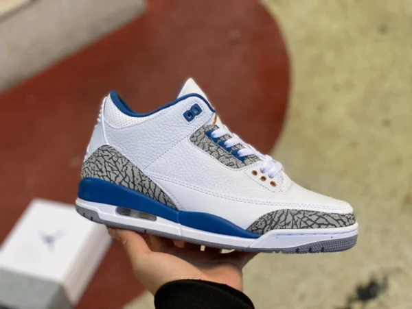 aj3 White and Blue Wizards neue Version Air Jordan 3 Retro Wizards Platinum Blue Wizards Burst-Muster ct8532-148