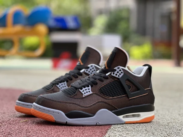 aj4 Stoff in Schwarz-Orange Air Jordan 4 AJ4 Mid-Top-Basketballschuhe aus Stoff in Schwarz-Orange, Seestern-Orange, Metallic-Orange, CW7183-100