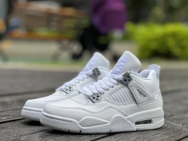 AJ4 Silver Pure Original-Damenmodell, echte Aufnahme, Air Jordan 4 Pure Money AJ4 Silber-Sneaker 408452-308497-100