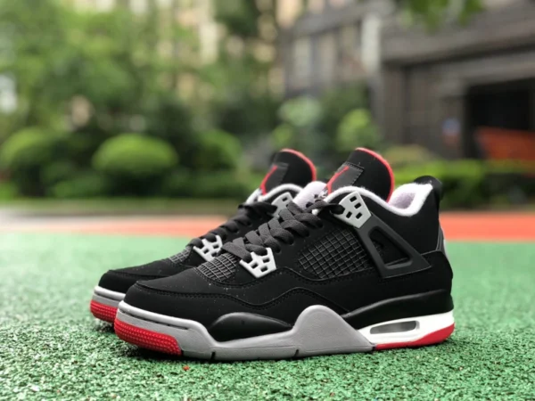 Aj4 Schwarz und Rot, reines Original-Damenmodell, echte Aufnahme, Air Jordan 4 Bred AJ4 Schwarz und Rot 19 Replik 408452-308497-060