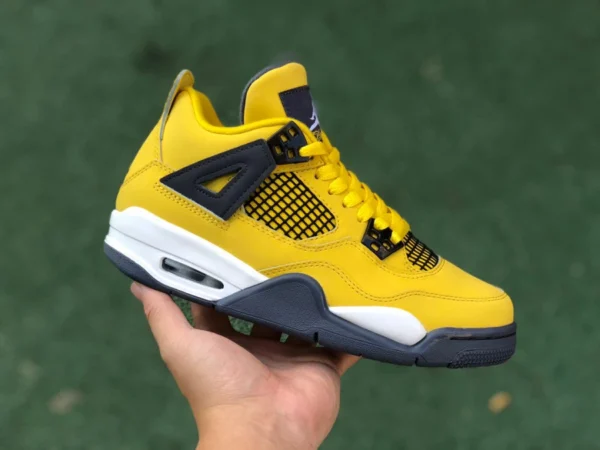 aj4 Dianmu pure original Air Jordan 4 Retro (GS) „Tour Yellow“ schwarz und gelb Dianmu Basketballschuhe 408452-700