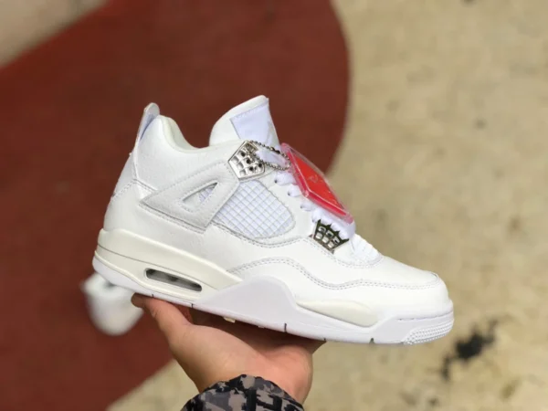 Aj4 Silber kostengünstige Version Air Jordan 4 Pure Money AJ4 Jordan 4 Silber reinweiß weiß Katze 308497-100