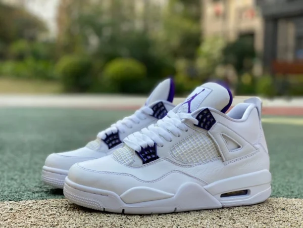 AJ4 White Purple Metal Pure Original Air Jordan 4 AJ4 White Purple Grape Metallschnalle Basketballschuhe CT8527-115