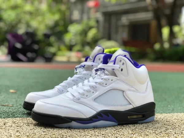 aj5 weiß und lila Air Jordan 5 „Concord“ verschleißfeste, rutschfeste Mid-Top-Retro-Basketballschuhe weiß und lila dd0587-141