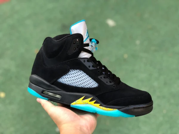 aj5 schwarz und gelb blau reine Original Air Jordan 5 Aqua schwarz und gelb blau Basketballschuhe DD0587-047