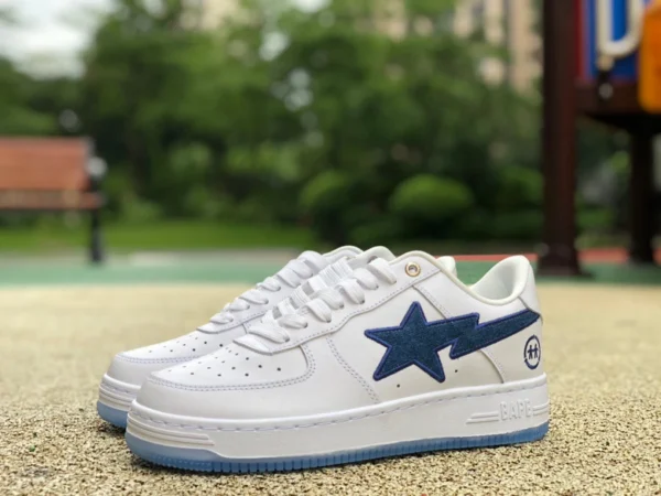 Apeman weiß und blau Kristallboden neue Version BAPE STA SK8 neue Sneakers Star Freizeitschuhe Apeman Low-Top-Sportschuhe