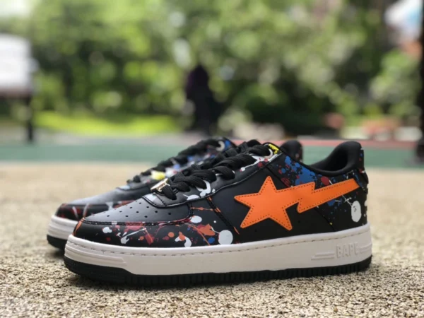 Ape Man Schwarz Orange Graffiti Neue Version BAPE STA SK8 Neue Sneakers Star Freizeitschuhe Ape Man Low-Top-Sportschuhe