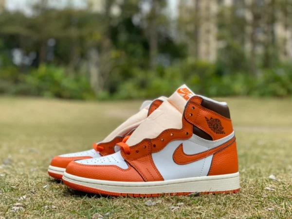 aj1 kleine Schnalle kaputt Hermès orange kostengünstige Version von Air Jordan 1 High Starfish AJ1 weiß orange kleine Schnalle kaputt High Top Retro DO9369-101