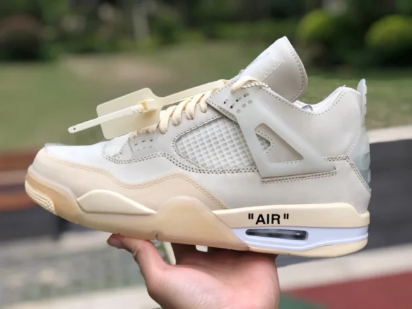 aj4ow Baifan brandneuer reiner originaler Air Jordan 4 Off White AJ4 Qiao 4 OW gemeinsames transparentes Cicada Wing weißes Segel CV9388-100