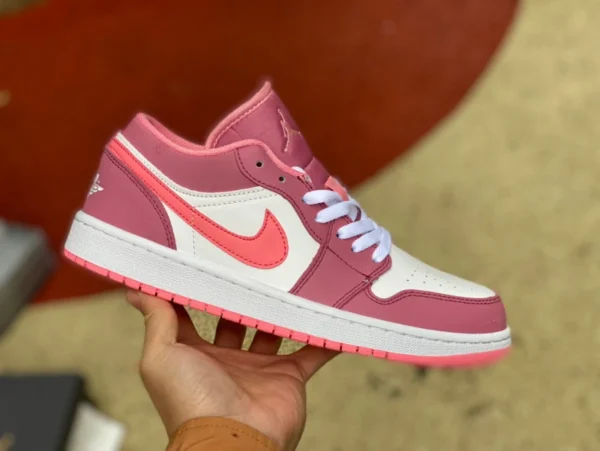 aj1 weiß rosa Erdbeere Low Air Jordan 1 AJ1 weiß rosa Valentinstag rosa weiß Erdbeerbär Kirschblüte rosa Basketballschuhe 553560-616