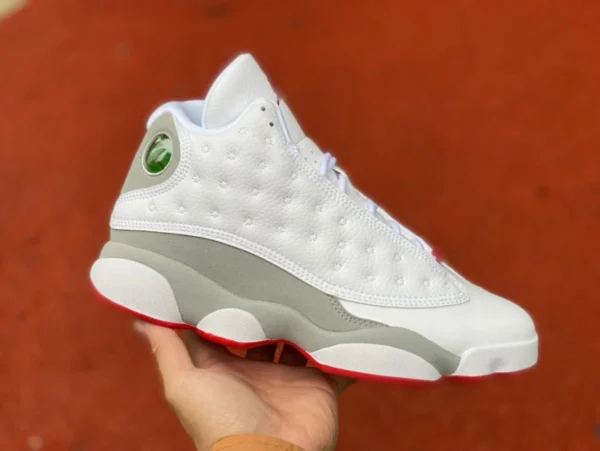 aj13 weiß grau rot erste Schicht echtes Carbon Air Jordan 13 „Wolf Grey“ wolf grau grau weiß rot High Top 414571-160