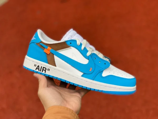 aj1ow North Carolina Blue Low Air Jordan 1 x OFF-WHITE AJ1 OW Joint North Carolina Blue Low Top Blue Joint AQ0818-148