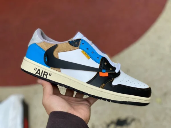 aj1ow joint black and white blue barb Air Jordan 1 x OFF-WHITE AJ1 OW joint low top barb black toe joint cz0790-108