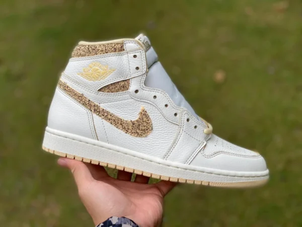 aj1 Distressed reinweißer Champagner, hohe Qualität, Air Jordan 1 „Vibrations of Naija“, kleiner Duftstil, High Top Distressed, reinweißer Champagner, Farbe fd8631-100