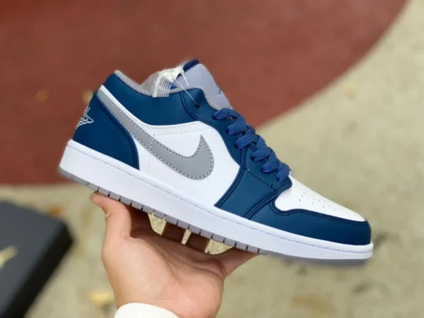 aj1 weiß grau blau niedrig Air Jordan 1 Low AJ1 weiß grau blau Retro-Lässige Low-Top-Basketballschuhe für Herren 553558-412