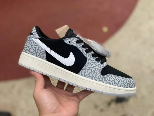 aj1 Elephant Burst Pattern Low Air Jordan 1 Low OG „Black Cement“ Low Top cz0790-001